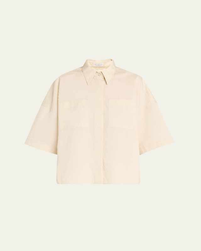 Abstract Animal Jacquard Short Sleeve Button Down Shirt